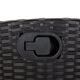 9 Piece Garden Dining Set with Cushions Black Poly Rattan 3212503
