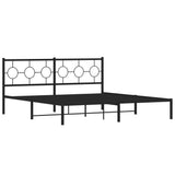 Metal Bed Frame without Mattress with Headboard Black 180x200cm 376230