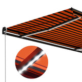 Manual Retractable Awning with LED 300x250 cm Orange and Brown 3055223