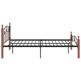 Bed Frame without Mattress Black Metal&Solid Oak Wood 120x200 cm 324906