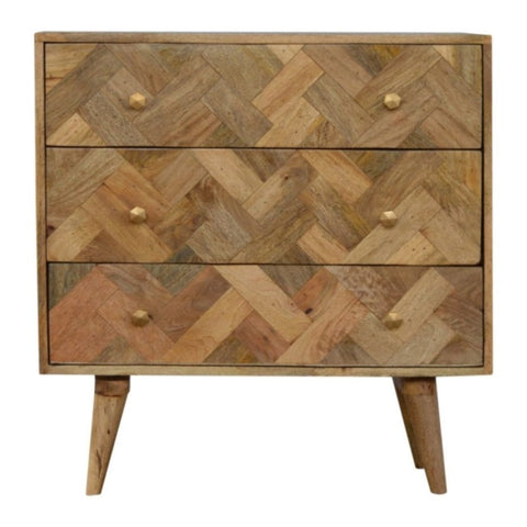 3 Drawer Zig-Zag Patterned Patchwork Chest IN272