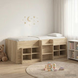 Loft Bed Frame with Cabinet 3 pcs Sonoma Oak Engineered Wood 3423408