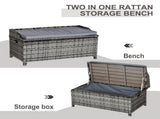 130 L Rattan Garden Storage Box, with Seat - Mixed Grey T3398P322069