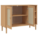 Sideboard SENJA Rattan Look Brown 112x40x80cm Solid Wood Pine 358028