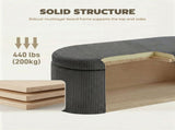 Storage Ottoman, Corduroy Upholstered Ottoman Storage Box with Padded Seat, 105 x 51 x 49 cm, Dark T3398P554116