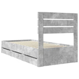 Bed Frame with Drawer Concrete Grey 100 x 200 cm Engineer Wood 3411526