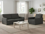 Sofa Set 2 pcs Dark Grey Corduroy Fabric 3433243