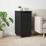 Rolling Cabinet Black 34 x 39 x 65.5 cm Solid Pine Wood 42028359