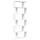 Room Divider Bookcase 6-Tier White 70x24x193 cm Engineered Wood 858084