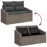 Garden Sofa with Cushion Grey 123 x 62 x 69cm Poly Rattan 42006784