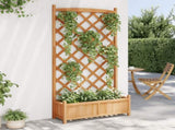 Planter with Trellis Brown Solid Wood Fir 365491