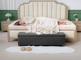 Storage Ottoman Bench, Corduroy Footstool with Removable Lid and Legs, 112cm Storage Chest Box for T3398P328265