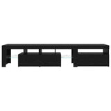 TV Cabinets 2 pcs with LED Lights Black Oak Engineered Wood 3332518