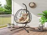 Hanging Egg Chair Outdoor Indoor Garden Swing Chair with Folding Basket, Thickened Cushion, Garden T3398P327931