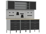 Work Cabinet with Drawer 7 pcs Black Engineered Wood and Steel 3321436