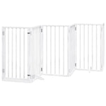 Dog Gate with Door Foldable 9 Panels White 450 cm Poplar Wood 3155538