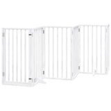 Dog Gate with Door Foldable 9 Panels White 450 cm Poplar Wood 3155538