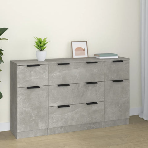 3 Piece Sideboard Set Concrete Grey Engineered Wood 3115823