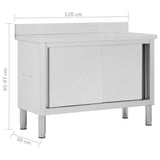 Work Table with Sliding Doors 120x50x cm Stainless Steel 51051