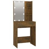 LED Dressing Table with Cabinets Smoked Oak Engineered Wood 3120188