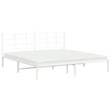 Metal Bed Frame without Mattress with Headboard White 193x203cm 355616