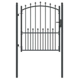 Fence Gate with Spikes Grey 125 x 100 cm Powder-coated steel 42009018