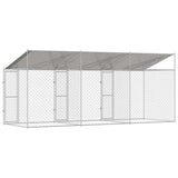 Dog Cage with Roof Silver 600 x 200 x 256 cm Steel and PE 3368299