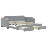 Daybed with Trundle&Drawers without Mattress Light Grey 90x190 cm Single 3197709