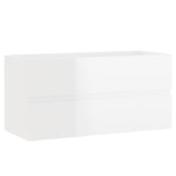 Sink Cabinet with Built-in Basin High Gloss White Engineered Wood 3071564