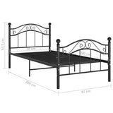 Bed Frame Black Powder-coated metal Single Durable Bed Frame 324988
