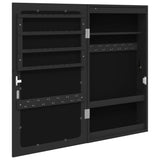 Mirror Jewellery Cabinet with LED Lights Wall Mounted Black 353239