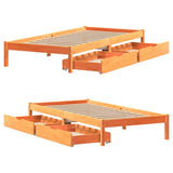 Bed Frame without Mattress Wax Brown 100x200 cm Solid Wood Pine 3301452