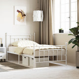 Bed Frame White Powder-Coated Steel Single Bed Frame 353599