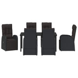 Garden Dining Set with Cushion 7 pcs Black Poly Rattan 3379531