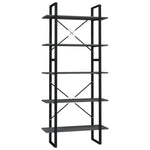 5-Tier Book Cabinet Grey 80x30x175 cm Engineered Wood 3081990