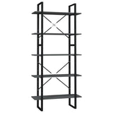 5-Tier Book Cabinet Grey 80x30x175 cm Engineered Wood 3081990