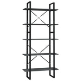 5-Tier Book Cabinet Grey 80x30x175 cm Engineered Wood 3081990