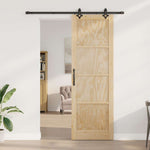 Sliding Door Manual Natural and black 78 x 232 cm 3333502
