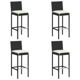 5 Piece Garden Bar Set with Cushions Poly Rattan Black 3095450