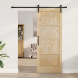 Sliding Door Natural and Black 83 x 211 cm Solid Pine Wood 3333170