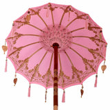 Parasol with Base Pink, Brown 250 cm Cotton, Wood 3356917