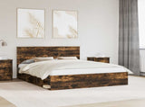 Bed Frame Smoked Oak 160 x 200 cm Solid Pine Wood 3410987