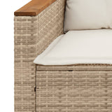 5 Piece Garden Sofa Set with Cushions Beige Poly Rattan Acacia 3213539