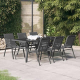 7 Piece Garden Dining Set Grey and Black 3095988