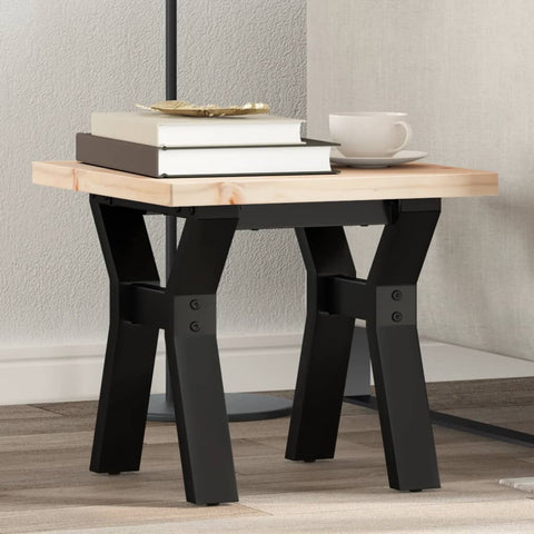ZNTS Coffee Table Y-Frame 40x40x35.5 cm Solid Wood Pine and Steel 3282768