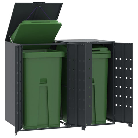 Wheelie Bin Storage for 2 Bins Anthracite 138x79x117 cm Steel 3279982