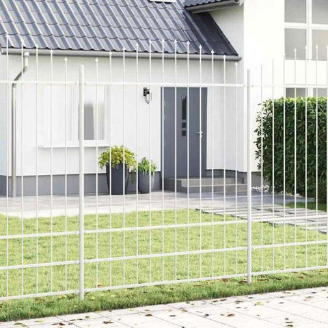 Garden Fence White 510 x 200 cm Powder-Coated Steel 3360147