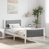 Bed frame White and light grey 90 x 190 cm Solid pine wood 878508
