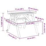 Picnic Table for 4 Kids with Umbrella Hole Solid Wood Fir 4008984