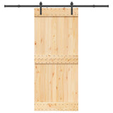 Sliding Door with Hardware Set 90x210 cm Solid Wood Pine 3332661